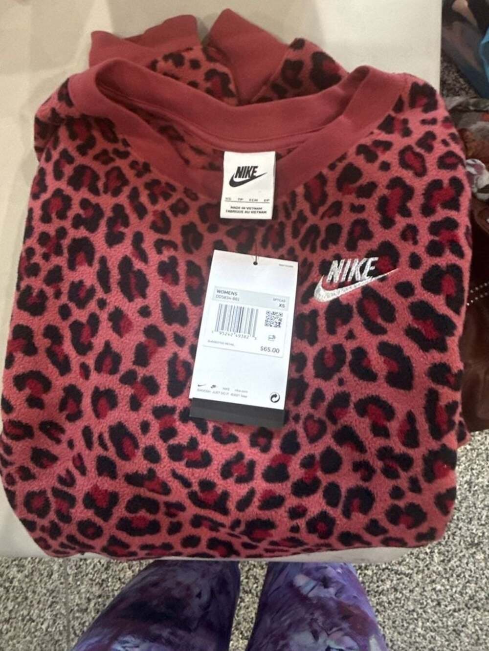 Womens Nike Sportswear Crewneck Leopard Print Fleece Sweatshirt for Sale